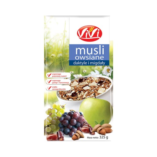 Musli owsiane daktylowo-migdałowe 350 g VIVI