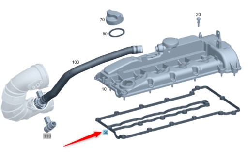 A6510160321 - ПРОКЛАДКА КРЫШКИ КЛАПАНА МЕРСЕДЕС 2.2 КДИ ОМ651