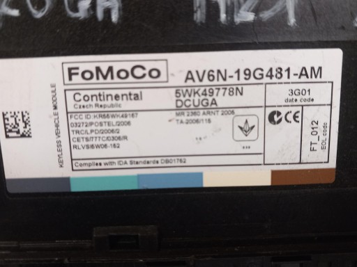 Unité de contrôle Unité commande confort FORD KUGA MK2 AV6N-19G481-AM 12-19