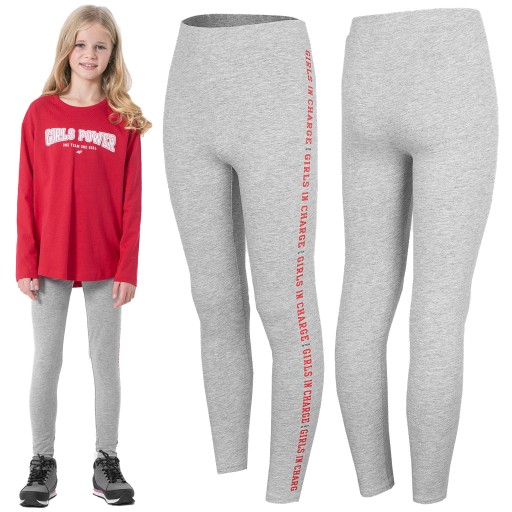 4F Легінси дитячі класичні бавовняні, чорні 164