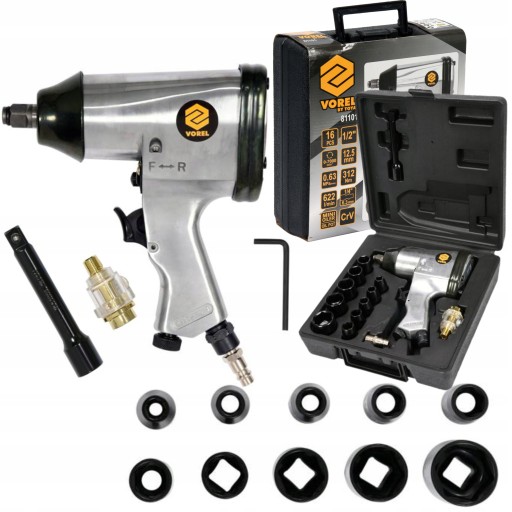 ПНЕВМАТИЧНИЙ УДАРНИЙ ГАЙКОКЛЮЧ З ГОЛОВКАМИ VOREL