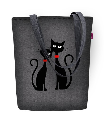 Plátená kabelka Codura vodeodolná so zipsom Bertoni Sunny - Čierne mačky