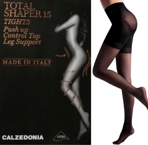 CALZEDONIA rajstopy Total Shaper 15den Nero T.4/L