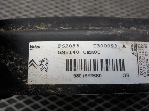 PEUGEOT 208 1.6 HDI ORG fan module radiator 9801666680