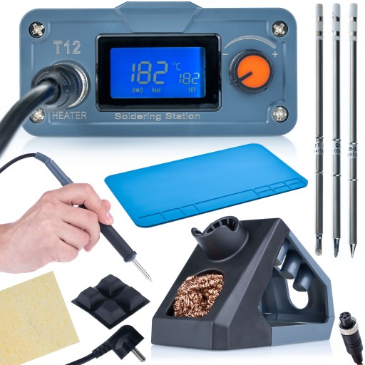 ПАЯЛЬНАЯ СТАНЦИЯ T12 СО ВСТРОЕННЫМ OLED-НАГРЕВАТЕЛЕМ ROSFIX 3 НАКОНЕЧНИКАМИ СИЛИКОНОВЫЙ КАТРИКС