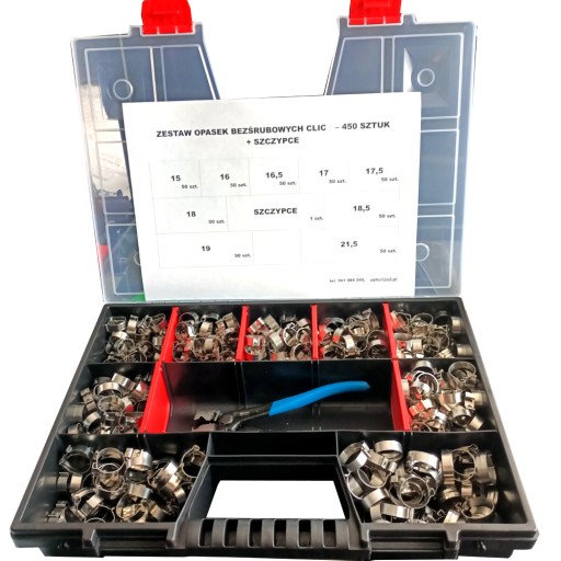 НАБІР БЕЗГвинтових ЗАЖИМКІВ CLIC - 450 ШТ + ЩИПЦІ