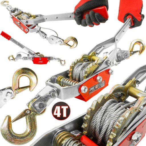 Ручная лебедка 4T 4000 кг ХРАПОВАЯ лебедка 2X крюк трос