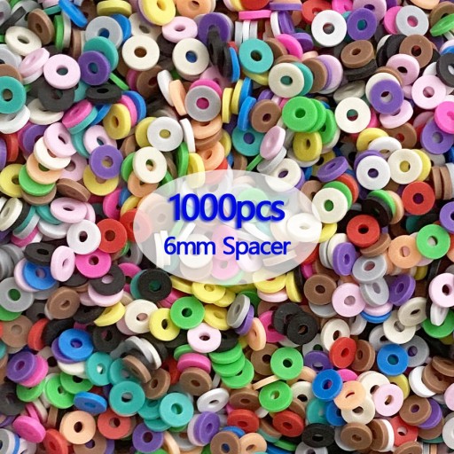 3600PCS Polymer Clay Beads Set 6MM Rainbow Color Flat Chip