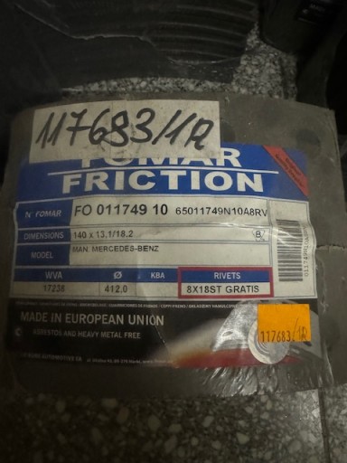 Тормозные накладки мужские wva 17238