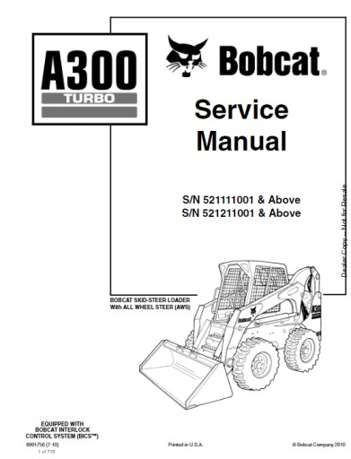 6901756 (7-10) - BobCat Service Repair Manual A300