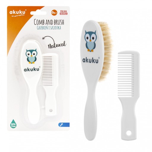 Набір гребінець і щітка Akuku, білий
