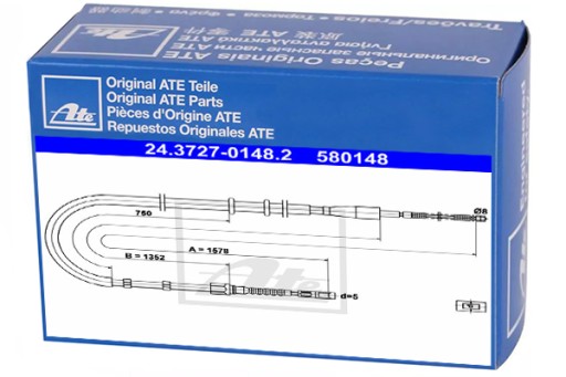 24.3727-0148.2 - Трос ручного тормоза ATE для AUDI 80 2.0