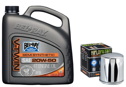 BEL-RAY V-TWIN OIL 20W50 4L 4T + HF170C CHROME FILTER для SPORTSTER SOFTAIL