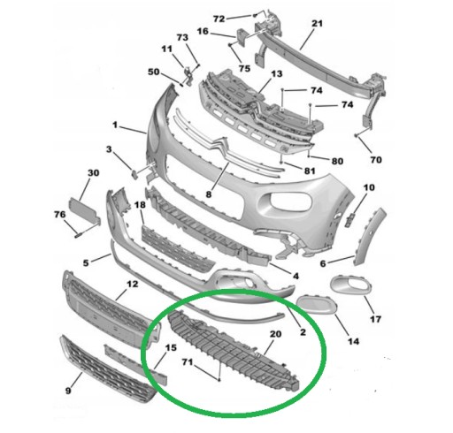 9813379780 - CITROEN C3 III 2016-пол бампер протектор