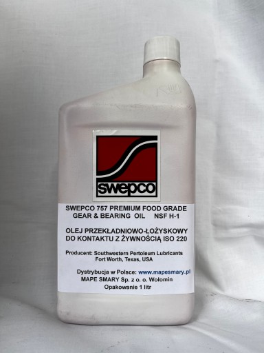 SWEPCO 757 ISO 220 МАСЛО ДЛЯ РЕДУКТОРІВ ТА ПІДШИПНИКІВ NSF H-1 FOOD-SERVICE 1 ЛІТР