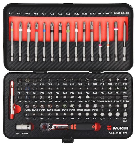НАБІР БІТ WURTH УНІВЕРСАЛЬНИЙ 1/4'' C і E 6.3 91 ЕЛЕМЕНТ В КАСЕТІ
