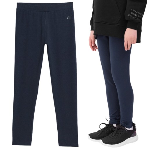 4F Легінси дитячі довгі класичні, бавовна, сині 164