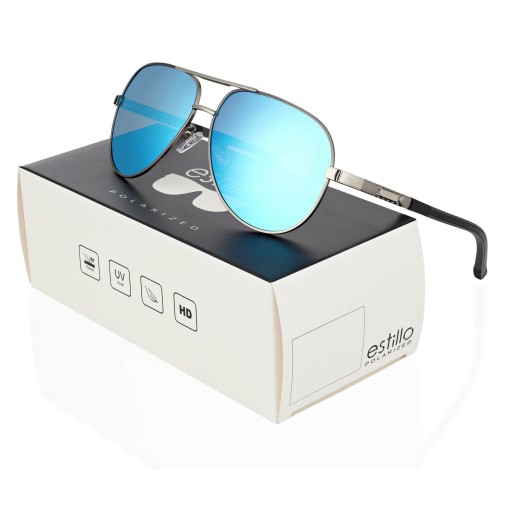 Чоловічі поляризовані сонцезахисні окуляри-авіатори ESTILLO + аксесуари