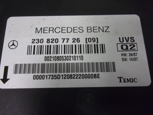 MERCEDES R230 SL 500 module control unit roofs UVS 2308207726