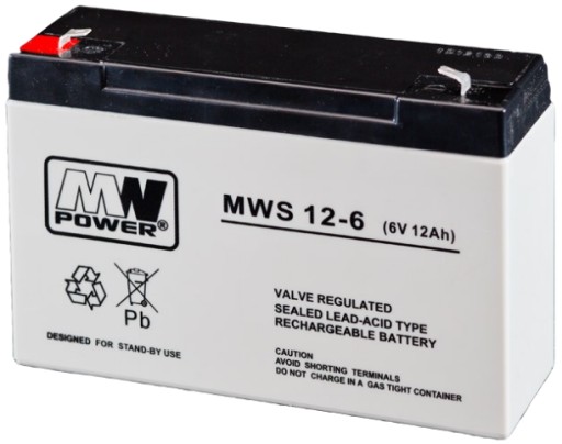 Акумуляторна батарея agm vrla mw power mws mws12-6 6v 12ah mws12 ups іграшки