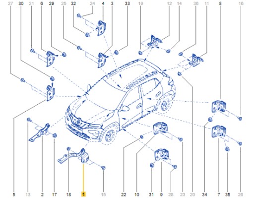 654013173R - ПЕТЛЯ КАПОТА ЛЕВАЯ DACIA SPRING 21-
