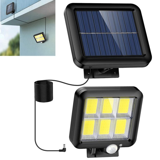 SOLÁRNA LAMPA 120 LED SO SNÍMAČOM POHYBU SÚMRAKU, ZÁHRADNÁ FASÁDNA