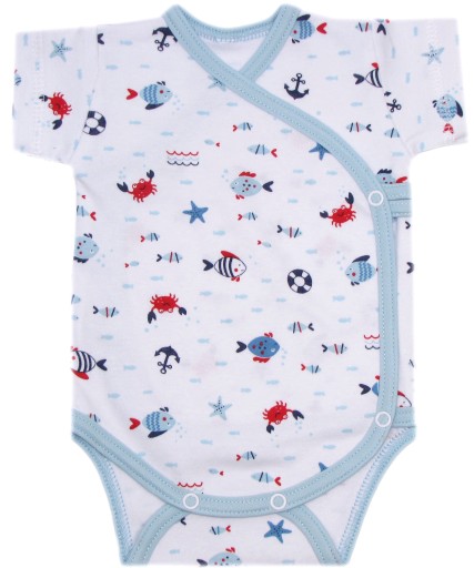 Бавовняне боді Kaia-baby з коротким рукавом, розмір 62, застібається на кнопку.