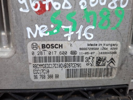 Bedienteil DES MOTORS 0281017600 9666729580 9676830080 CITROEN PEUGEOT 1.6 HDI