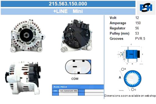 215.563.150.000 - Генератор переменного тока bv psh мини-генератор 150а