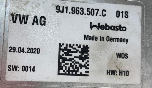 PORSCHE TAYCAN module GRZEWCZY WEBASTO 9J1963507C