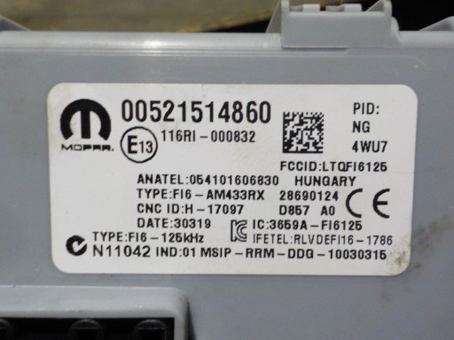 FIAT DOBLO II modulo BSI UCH 00521514860 4WU7