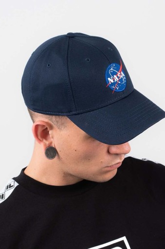 Alpha Industries bavlnená šiltovka NASA Cap farba tmavo modrá s ap