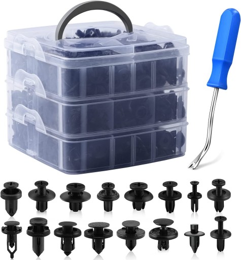 НАБОР ЗАЖИМОВ, ШПИЛЬКОВ, АВТОМОБИЛЬНЫХ ЗАЖИМОВ ДЛЯ ОБИВКИ АВТОМОБИЛЯ 625 + СЪЕМНИК