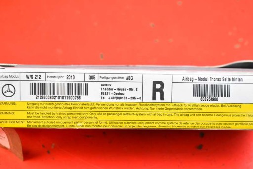 airbag KANAPY right 608958900 MERCEDES E-KLASA W212 10R