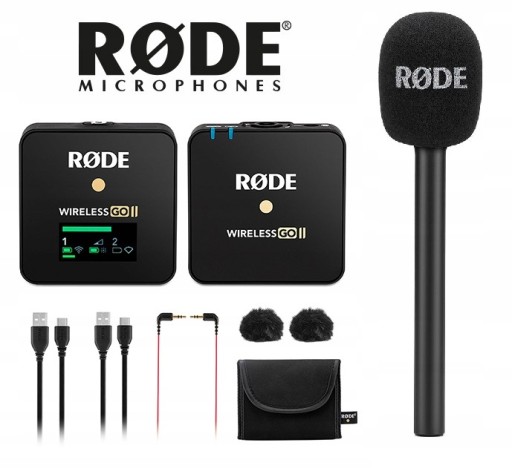 Mikrofon pojemnościowy RODE WIRELESS GO II +Uchwyt tyczka do mikrofonu