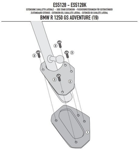 GIVI ES5128 РОЗШИРЕННЯ ПІДНІЖКИ BMW 1250 GS ADVEN.