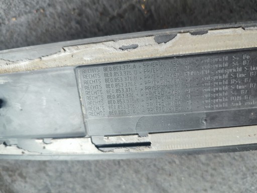 moulding cap for threshold A4 B7 right rear part S LINE