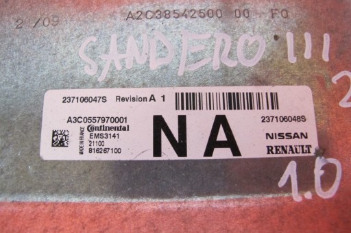 DACIA SANDERO 3 III STEPWAY 1.0 TCE H4D480 control unit computer of the engine