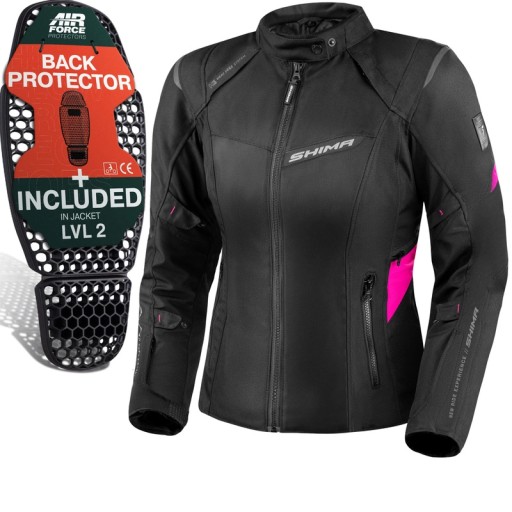 Жіноча мотоциклетна куртка SHIMA RUSH 2.0 LADY PINK Black Pink халява