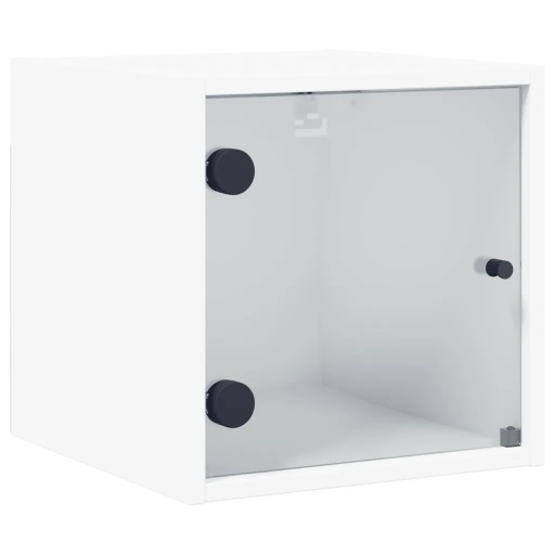 vidaXL Nočný stolík so sklenenými dverami, biely, 35x37x35 cm