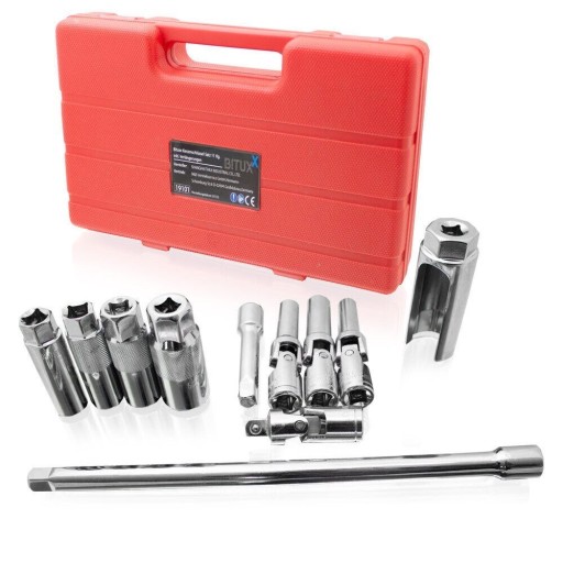 НАБІР ГАЙКОВИХ КЛЮЧІВ ДЛЯ СВІЧОК ЗАПАЛЮВАННЯ З ПОДОВЖЕННЯМ У ФУТОЖІ 11 ЧАСТИН