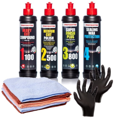 MENZERNA НАБІР ПОЛІРУВАЛЬНИХ ПАСТ + ВІСК + КЛАТЧ МІКРОФІБРА