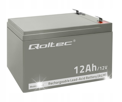 Agm акумулятор qoltec longlife 12v 12ah необслуговуваний автомобільний велосипед ups