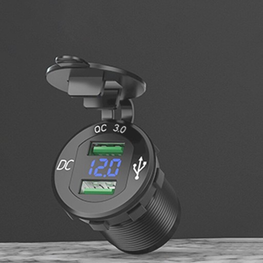 6935461080084 - для 12V / 24V автомобільний мотоцикл Dual USB QC 3.0 L