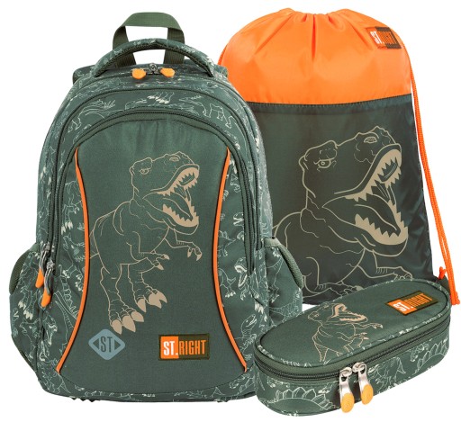 Рюкзак шкільний багатокамерний St.Right BP26 T-Rex Junior 20 л зелений