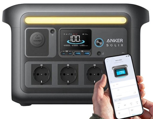Электростанция anker solix c800x 1200w ибп синус 230v usb-c mppt bt светодиод