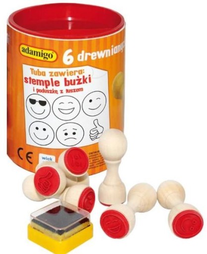 Штампи Adamigo дерев'яні смайлики 6 шт 6946
