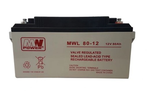 Mwl 80-12: акумулятор agm 12v/80ah, 350*167*174 (t16)
