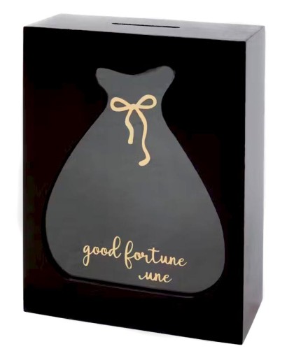 ДЕРЕВ'ЯНА ЧОРНА БАНКІЧКА З ПИСЬМЕННИМ СКЛОМ