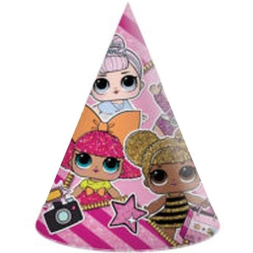 Шапочки на день народження LOL Glitterati, 6 шт